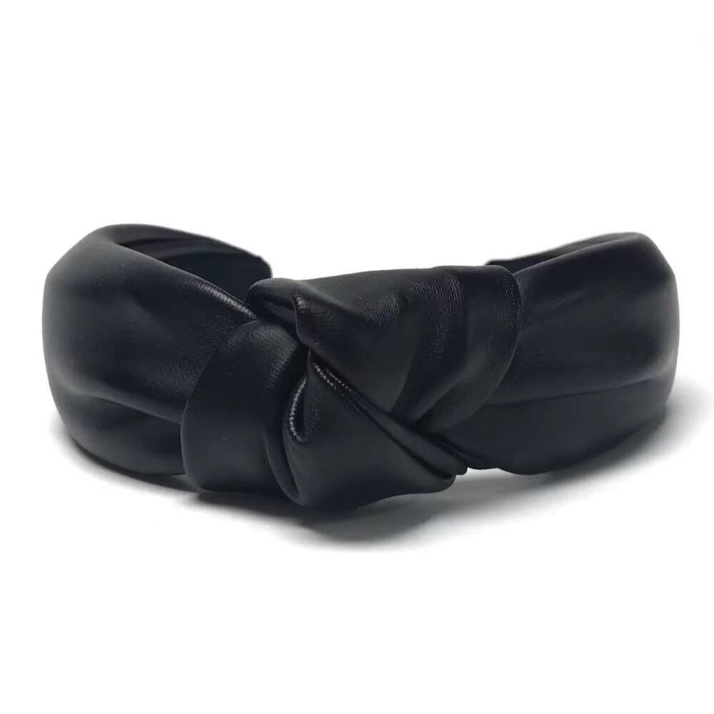 Classic Black Leather Top Knot Headband - The Perfect Gift for Fashion Lovers - Picture 6 of 6